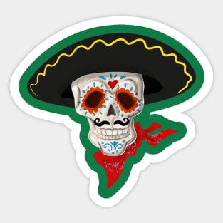 Sugar Skull Sombero Sticker